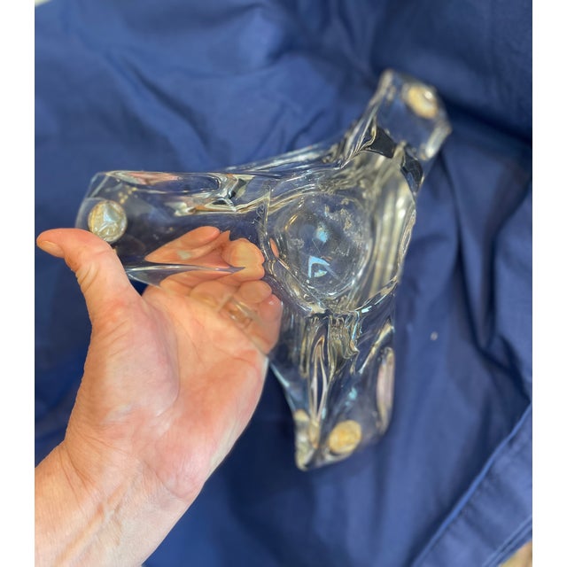 Daum France Crystal Freeform 3 Candle Holder Float Bowl Piece Artist Signed The product is a rare Daum France freeform...