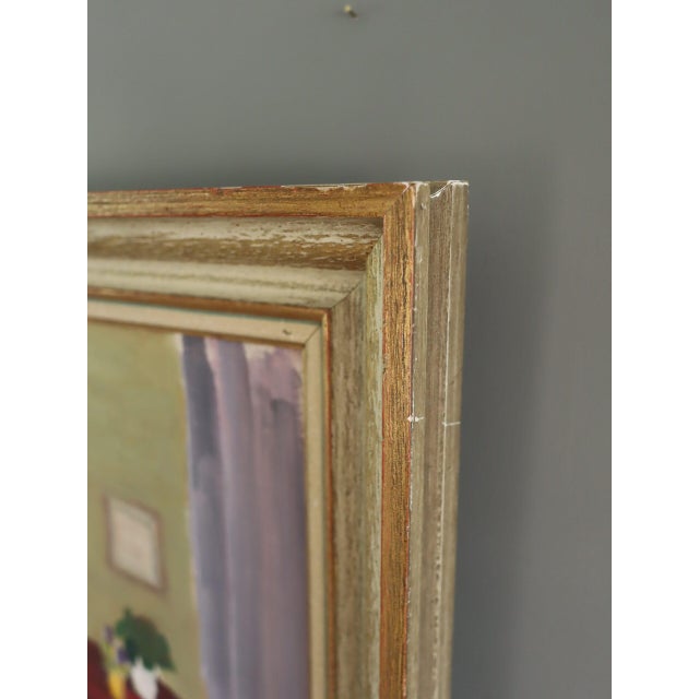 1950 Mid-Century Modern 'The Red Table' Swedish Original Interior Oil Painting, Framed For Sale - Image 6 of 11