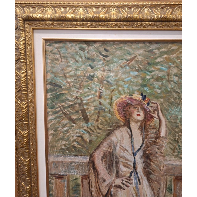 Figurative Logos ( Louis ) Mark Portrait Oil Painting " Woman in a Garden " For Sale - Image 3 of 8