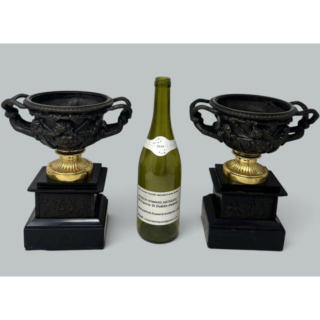 Antique Pair French Ormolu Bronze Warwick Albani Grand Tour Vases Urns Clodion For Sale - Image 11 of 12