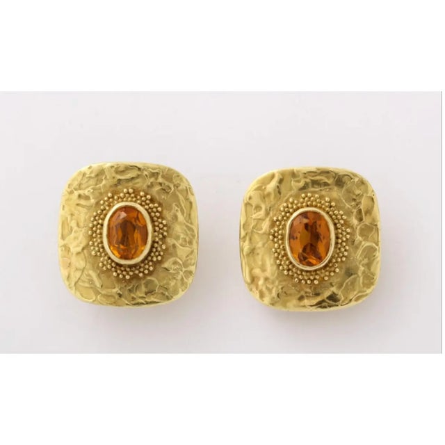 Metal Ed Weiner 18 Kt Gold and Citrine Earrings - 2 Pcs. For Sale - Image 7 of 8