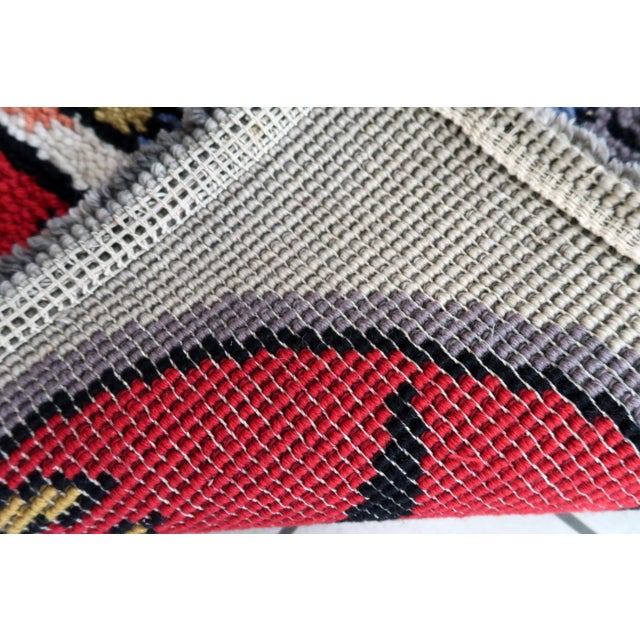 Abstract 1950s, Handmade Vintage European Savonnerie Rug 2.3' X 2.4' For Sale - Image 3 of 10