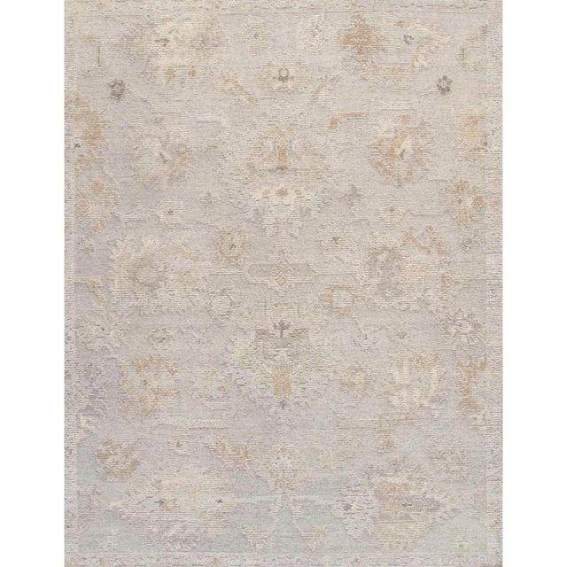 Oushak Wool Silver Area Rug, 9' 3'' X 12' 0'' For Sale In New York - Image 6 of 6