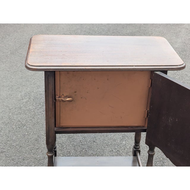 Brown Antique Victorian Mahogany Humidor Side Table With Copper Interior For Sale - Image 8 of 9