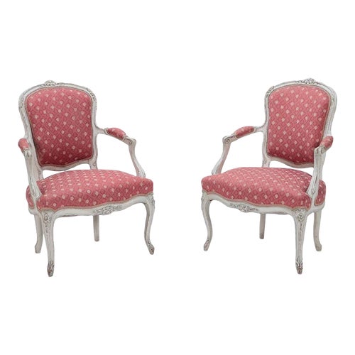 An Elegant Pair of Painted and Carved French Louis XV Style Open