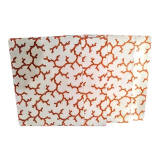 Set of 4 Lacquered High End Caspari Coral and White Hard Tropical Placemats For Sale