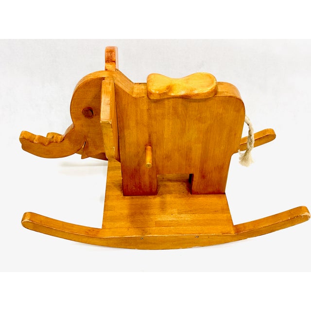 Mid-Century Wooden Rocking Elephant, 1960s For Sale - Image 4 of 10