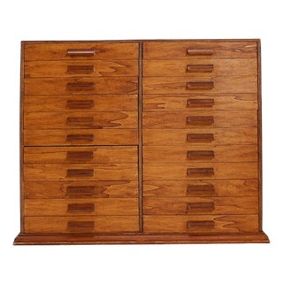 Vintage Handmade 22 Drawer Wooden Flat File Cabinet, 2000s For Sale