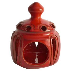 Lobster Red Handmade Ceramic Candle Lamp by Barbro Sundelin for Basun Keramik