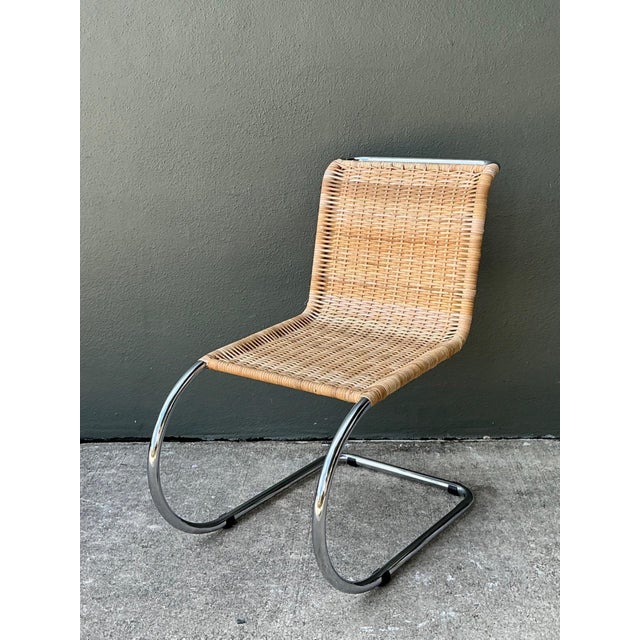 Mid-Century Modern Vintage Mies Van Der Rohe for Knoll Woven Rattan Cantilevered Chair For Sale - Image 3 of 15