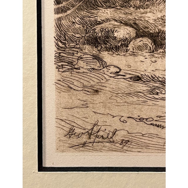 American 1889 "Falls in Alum Rock Park" Etching by American Artist George Spiel, Framed For Sale - Image 3 of 7