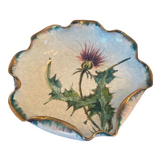 1960s Italian Majolica Pottery Dish With Thistle For Sale