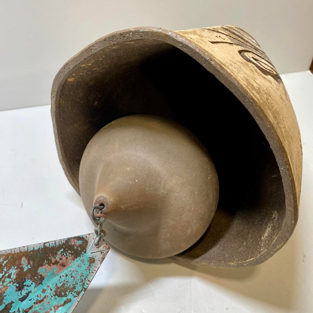 Sand Vintage Paolo Soleri Sand Cast Ceramic Cosanti Windbell For Sale - Image 8 of 9
