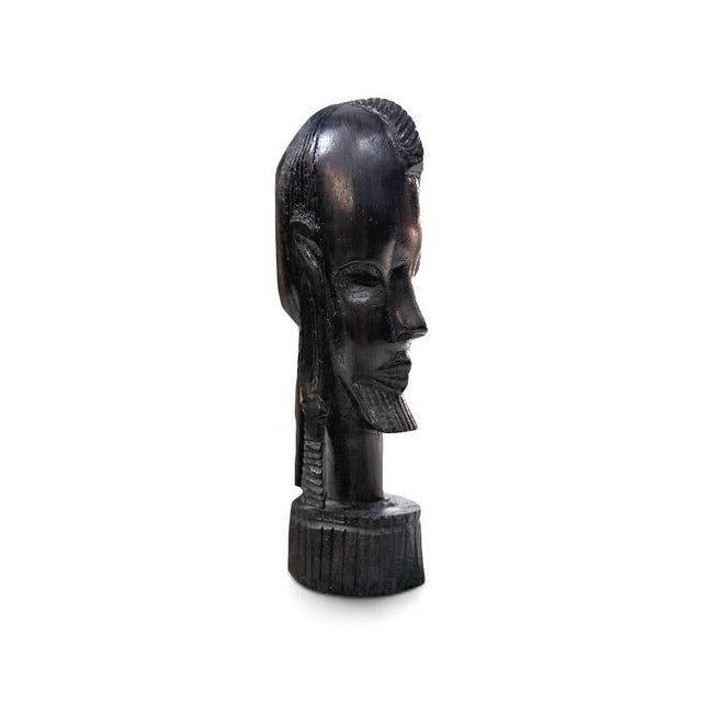 Wood Mid-Century African Modernist Style Carved Wood Head Sculpture, 1960s For Sale - Image 7 of 7