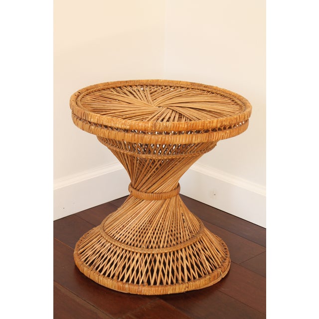 Vintage Boho Wicker Rattan Pedestal Plant Stand Chairish