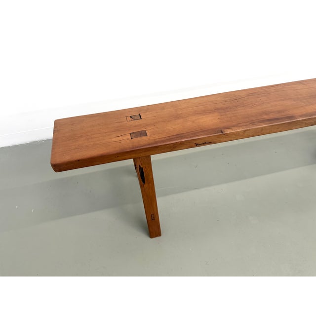 Wood Vintage Walnut Bench, 1950s For Sale - Image 7 of 18
