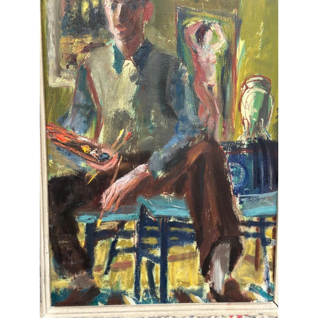 Einar Lindberg, Artist in His Studio, 1947, Oil Painting on Panel, Framed For Sale - Image 15 of 18