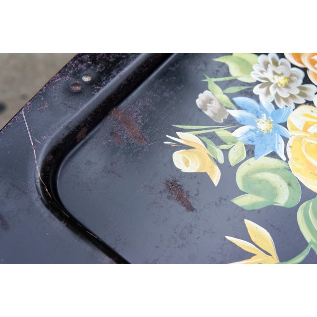 Hand Painted Floral Tv Folding Tray Tables Set of 4 For Sale In Louisville - Image 6 of 7