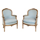 19th Century Louis XV Bergère Armchairs - A Pair For Sale