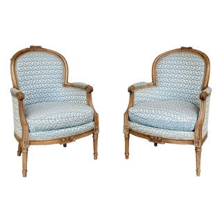 19th Century Louis XV Bergère Armchairs - A Pair For Sale