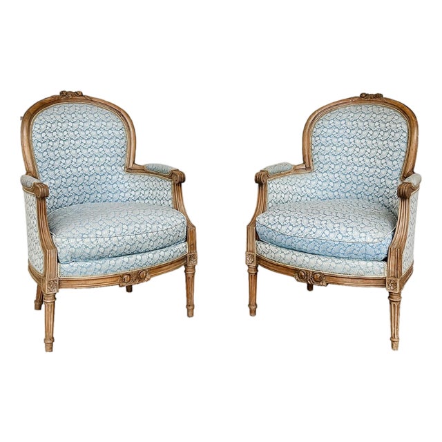 19th Century Louis XV Bergère Armchairs - A Pair For Sale