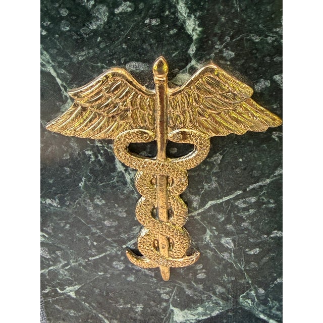 Vintage Medical Caduceus Green Italian Marble Heavy Bookends a Pair For Sale - Image 10 of 16