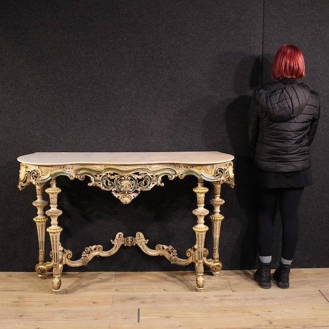 Italian Lacquered and Gilded Console, 1970s For Sale - Image 3 of 13
