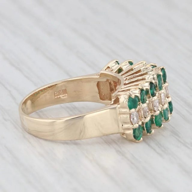 2010s 1.68ctw Emerald Diamond 14k Yellow Gold Pyramid Ring Size 6.75 For Sale - Image 5 of 8