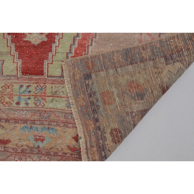 1950s Low Pile Distressed Wool Rug For Sale - Image 4 of 10