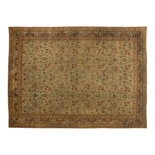 Antique Persian Tabriz Botanic Handmade Wool Rug For Sale