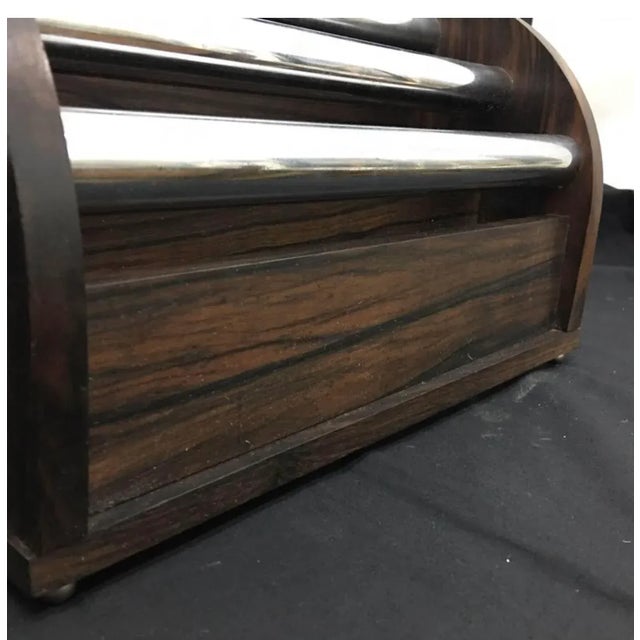 Stylish desk set made in France, it's in wood and metal. Is made up by a inkstand and a mail holder. Inkwell dimensions cm...