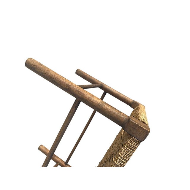 Mid-Century Modern Beech Wood and Rope Stool, 1960s For Sale - Image 6 of 9