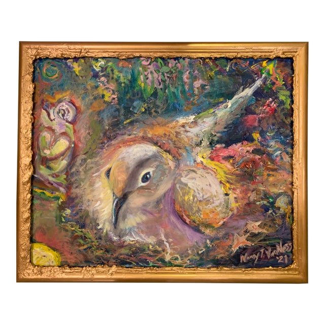 "My Nest". Contemporary, Abstract, Oil Painting, Bird Art For Sale