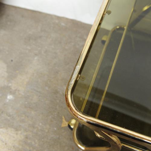 Brass and Smoked Glass Bar Cart attributed to Morex, in None conditions. Designed 1970 to 1979