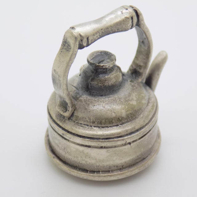 Vintage Italian Handmade Genuine Silver Teapot Solid Dollhouse Miniature For Sale - Image 4 of 10