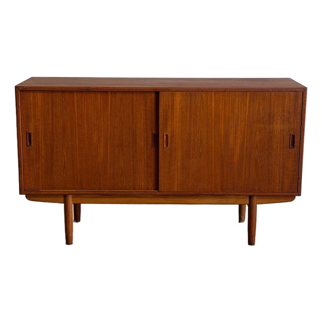 In Style of Borge Mogensen Model 160 Sliding Door Sideboard Teak Wood Denmark Mid-Century Modern 1960s For Sale