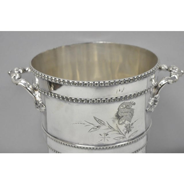 Victorian Early 20th Century Victorian Henry Hicks Silver Plated S Monogram Champagne Chiller Wine Ice Bucket For Sale - Image 3 of 18