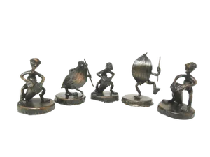 African Primitive Welded Metal Handmade Group Statue - Set of 5