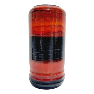 Vintage Bohemian Black and Red Ceramic Vase, 1960s For Sale