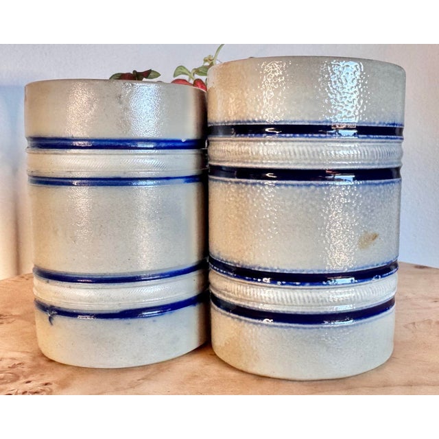 Ceramic Antique Whites of Utica Stoneware Salt Glazed Barrel Mug For Sale - Image 7 of 9