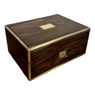 Antique Brass and Coromandel Vanity Box, 1860, Set of 7 For Sale