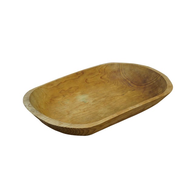 Farmhouse Vintage Oak Farmhouse Dough Bowl Bin Trough Trencher Treen 20" For Sale - Image 3 of 11