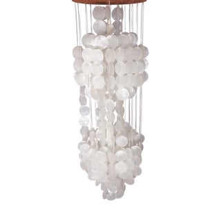 Vintage Ceiling Lamp with Shell Hanging in Nylon Threads, 1960s For Sale