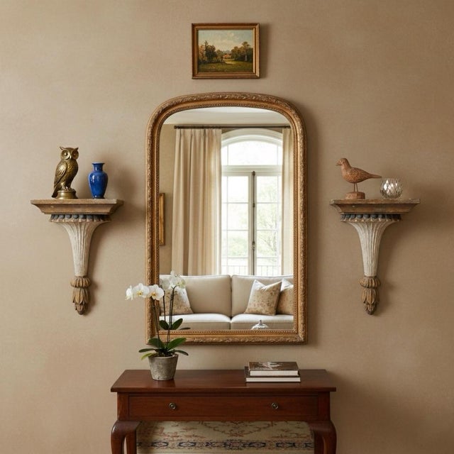 2000 - 2009 Elegant Pair of Neoclassical Style Carved Wood Wall Pockets For Sale - Image 5 of 5