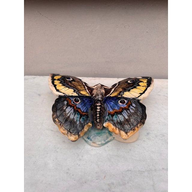 Clement Massier Rare Majolica Butterfly Wall Pocket Clement Massier, Circa 1900 For Sale - Image 4 of 6