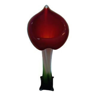 Vintage Red Jack in the Pulpit Calla Lilly Tall Decorative Vase For Sale