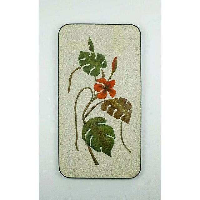 Large Ceramic Plaster Wall Plaque with Floral Design & Iron Rim from Krösselbach, 1950s For Sale - Image 10 of 10