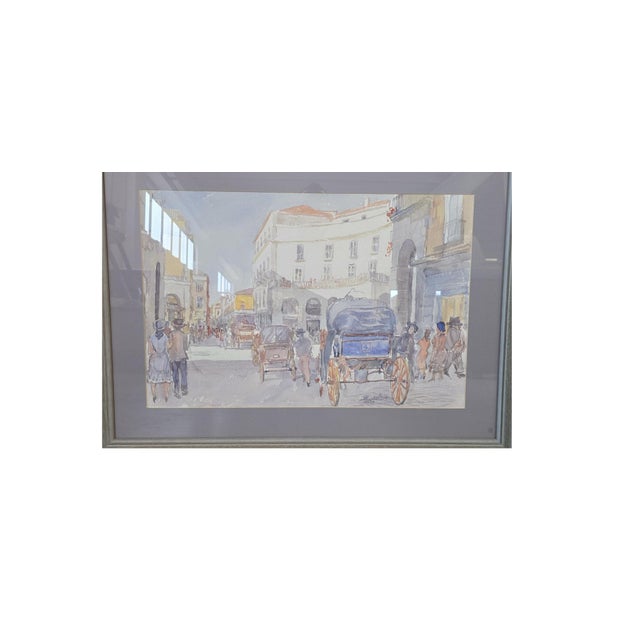 Alfredo Beatrice, Historical View of Caserta/Naples, 1990, Original Watercolor For Sale - Image 12 of 16