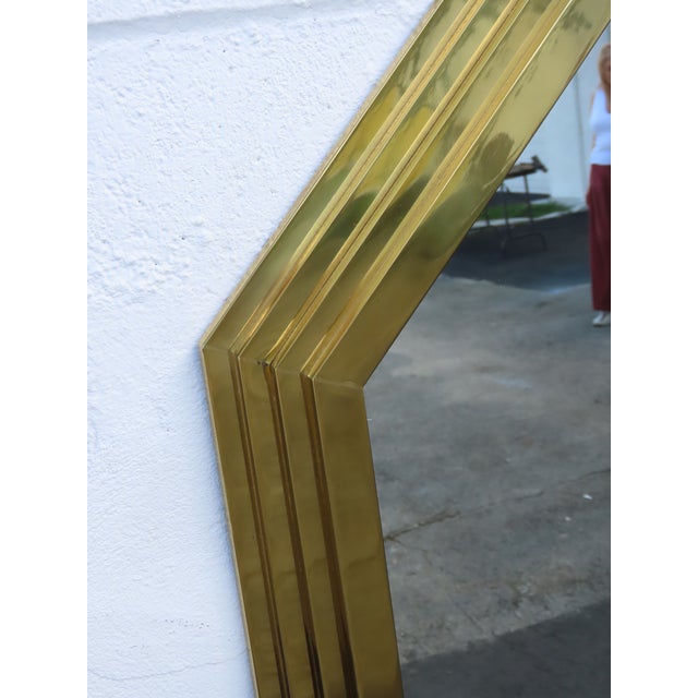 Metal Willy Rizzo Italy 1970s Large Brass Octagon Wall Mirror 6455 For Sale - Image 7 of 11