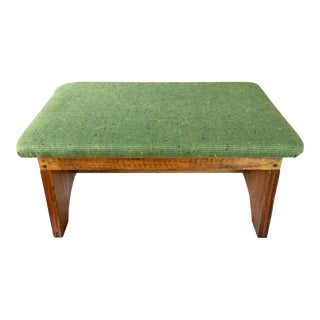 1960s Vintage Cottage Style English Pine Footstool, Newly Upholstered For Sale
